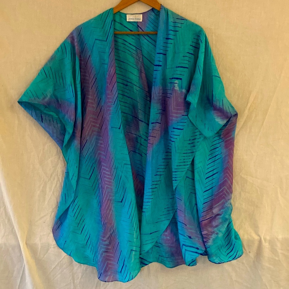 Joyce Fogle wearable art silk tie dye cardigan